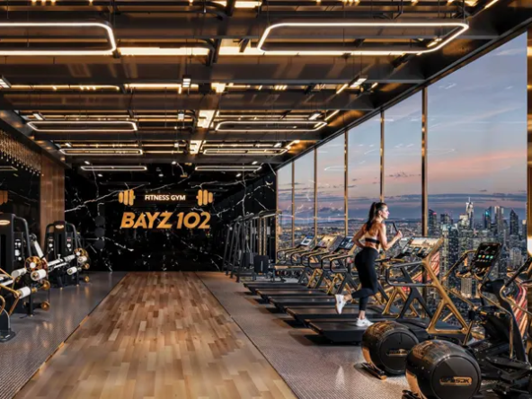 State-of-the-art fitness gym at Bayz 102 by Danube Properties, featuring modern equipment and stunning city views.