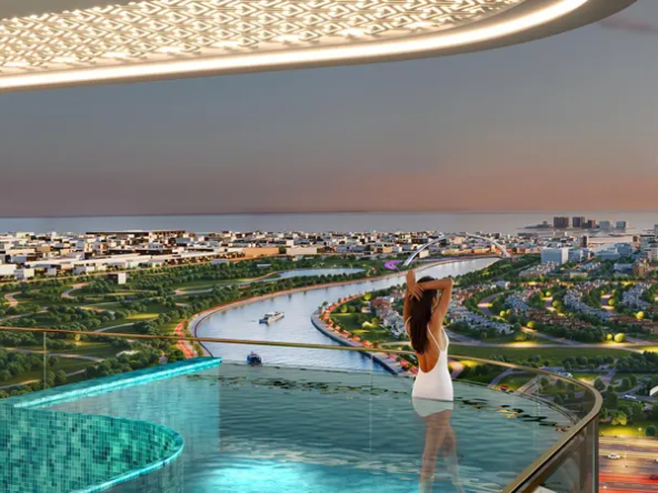 women-enjoying-infinity-pool-view-from-bayz-102-business-bay-tower